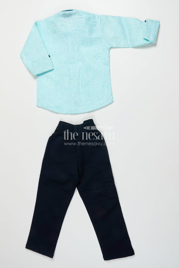 The Nesavu Boys Casual Set Toddler Boys Casual Set for Family Outings and Festive Days Nesavu Nesavu toddler boys cotton casual set embroidered shirt ethnic outings events