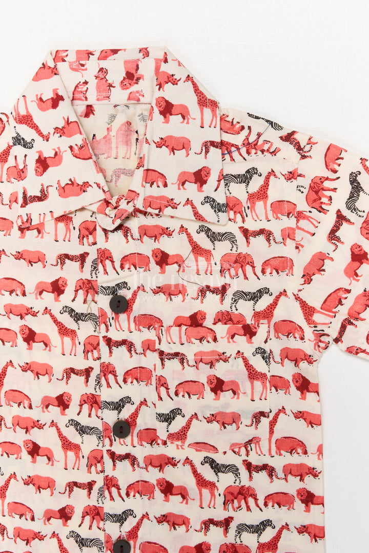 The Nesavu Boys Casual Set Toddler Boys Cotton Set with Animal Print for Everyday Wear Nesavu Nesavu boys cotton casual set with animal digital print for toddler daily wear