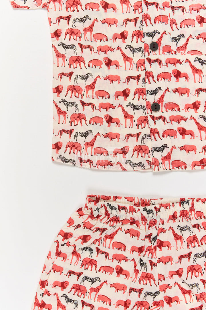 The Nesavu Boys Casual Set Toddler Boys Cotton Set with Animal Print for Everyday Wear Nesavu Nesavu boys cotton casual set with animal digital print for toddler daily wear