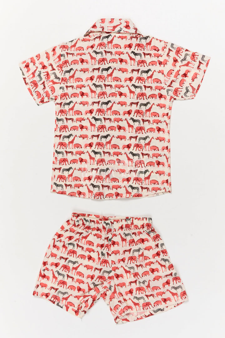 The Nesavu Boys Casual Set Toddler Boys Cotton Set with Animal Print for Everyday Wear Nesavu Nesavu boys cotton casual set with animal digital print for toddler daily wear