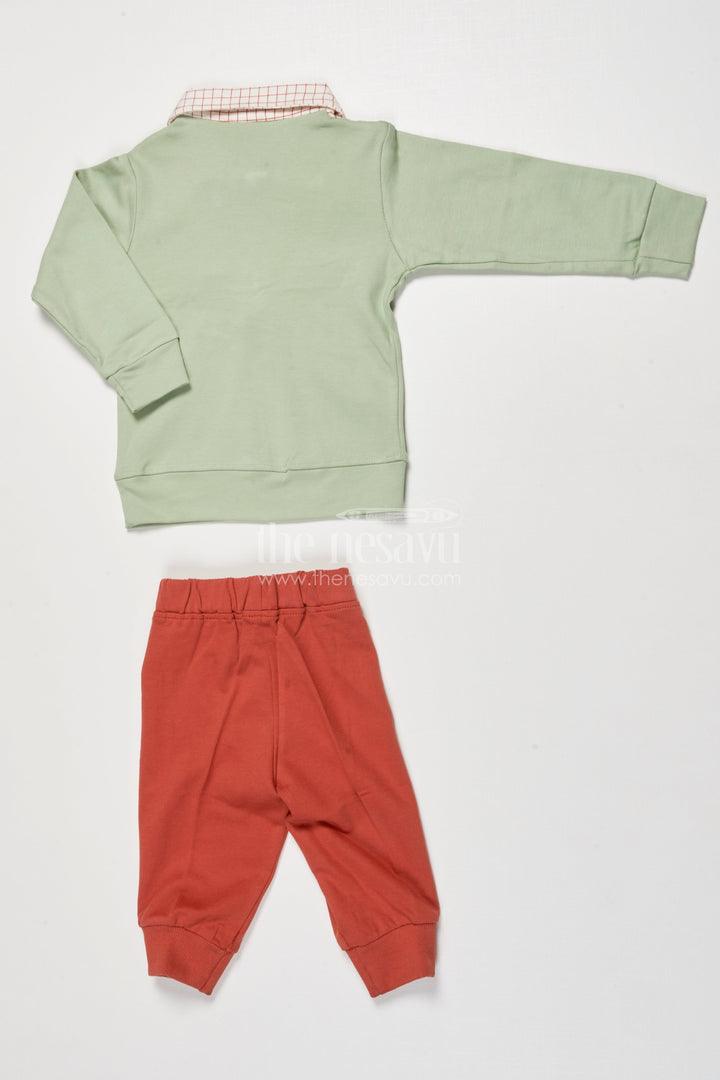 The Nesavu Boys Casual Set Toddler Boys Cotton Set with Cartoon Print for Cozy Casual Wear Nesavu Nesavu toddler boys cotton set cartoon print tee pants cozy daily wear