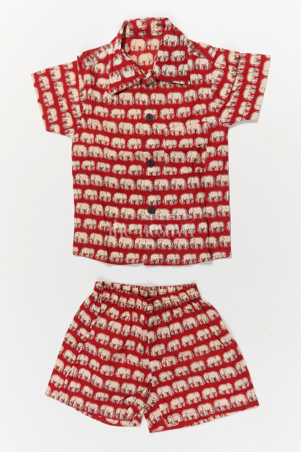 The Nesavu Boys Casual Set Toddler Boys Cotton Set with Elephant Print for Casual Outings Nesavu 16 (1Y) / Maroon BCS549B-16 Nesavu toddler boys cotton outfit with elephant digital print – perfect for comfort and play