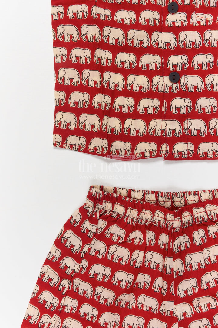 The Nesavu Boys Casual Set Toddler Boys Cotton Set with Elephant Print for Casual Outings Nesavu Nesavu toddler boys cotton outfit with elephant digital print – perfect for comfort and play