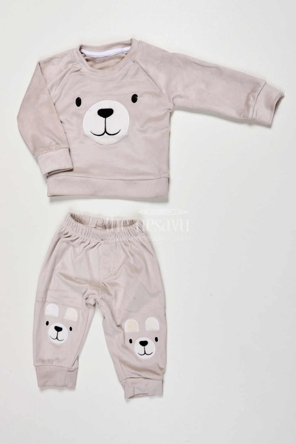 The Nesavu Boys Casual Set Toddler Boys Cotton Set with Joggers for Relaxed Everyday Style Nesavu 12 (3M) / Gray BCS522B-12 Nesavu toddler boys cotton jogger set bear print  made cozy wear everyday fun