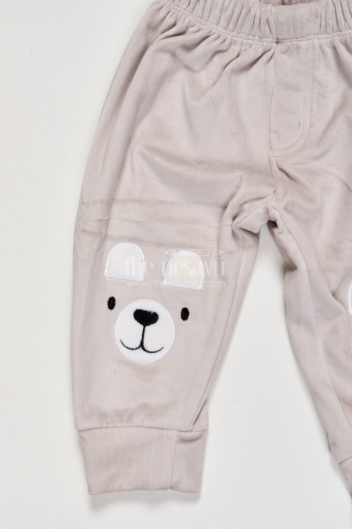 The Nesavu Boys Casual Set Toddler Boys Cotton Set with Joggers for Relaxed Everyday Style Nesavu Nesavu toddler boys cotton jogger set bear print  made cozy wear everyday fun