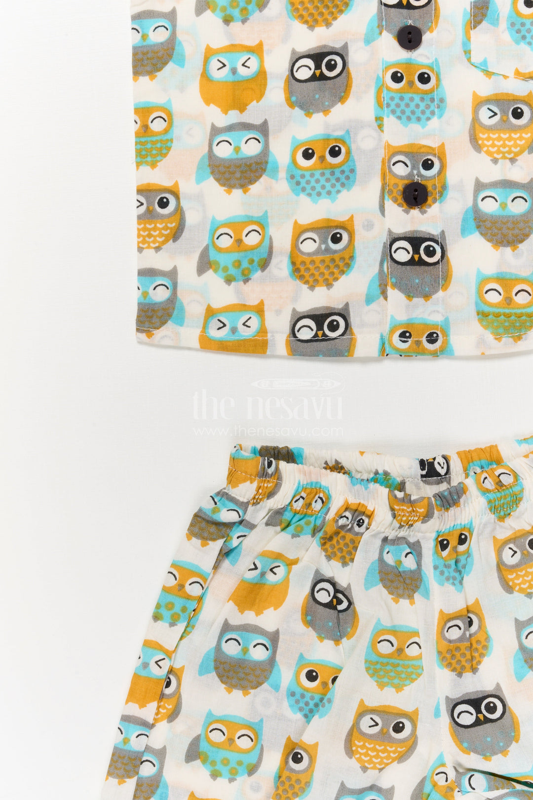 The Nesavu Boys Casual Set Toddler Boys Cotton Set with Owl Print for Everyday Wear Nesavu Nesavu cotton casual outfit for toddler boys with fun owl print – soft and playful daily wear