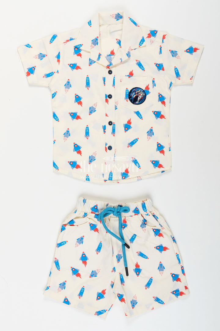 The Nesavu Boys Casual Set Toddler Boys Cotton Shirt and Shorts Set for Casual Outings Nesavu Nesavu toddler boys cotton casual shirt shorts set daily wear weekend outings
