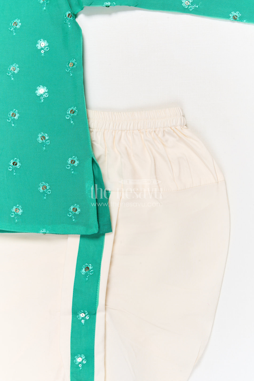 The Nesavu Boys Dothi Set Toddler Boys Dhoti Set for Festive and Traditional Functions Nesavu Nesavu toddler boys green silk organza dhoti set with sequin embroidery for festive wear