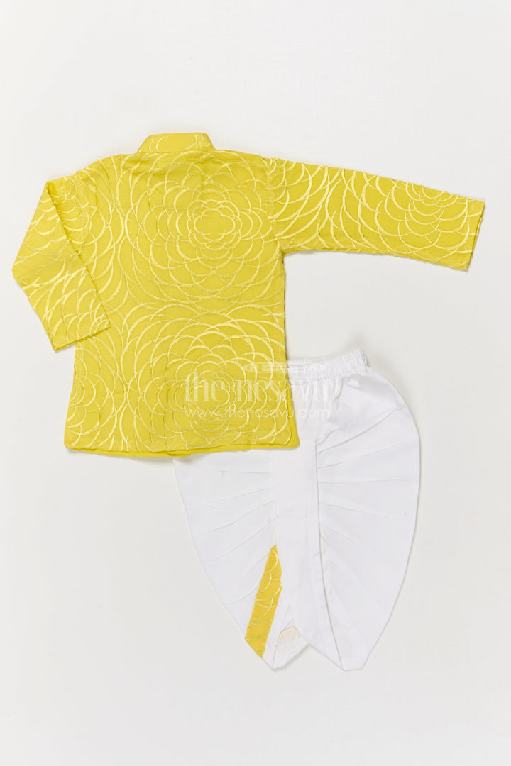 The Nesavu Boys Dothi Set Toddler Boys Dhoti Set for Festive Ceremonies and School Ethnic Days Nesavu Nesavu toddler boys blend silk dhoti set with thread embroidery for festive ethnic wear