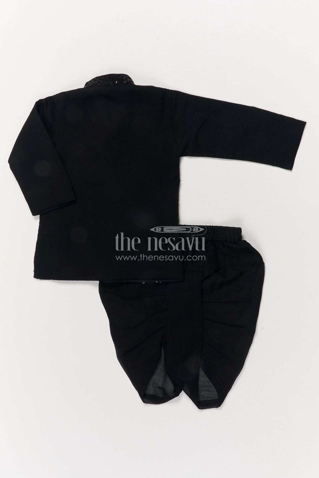 The Nesavu Boys Dothi Set Toddler Boys Dhoti Set for Festive Events and Stage Performances Nesavu Nesavu toddler boys dhoti set with sequin and bird embroidery for festive and stage occasions