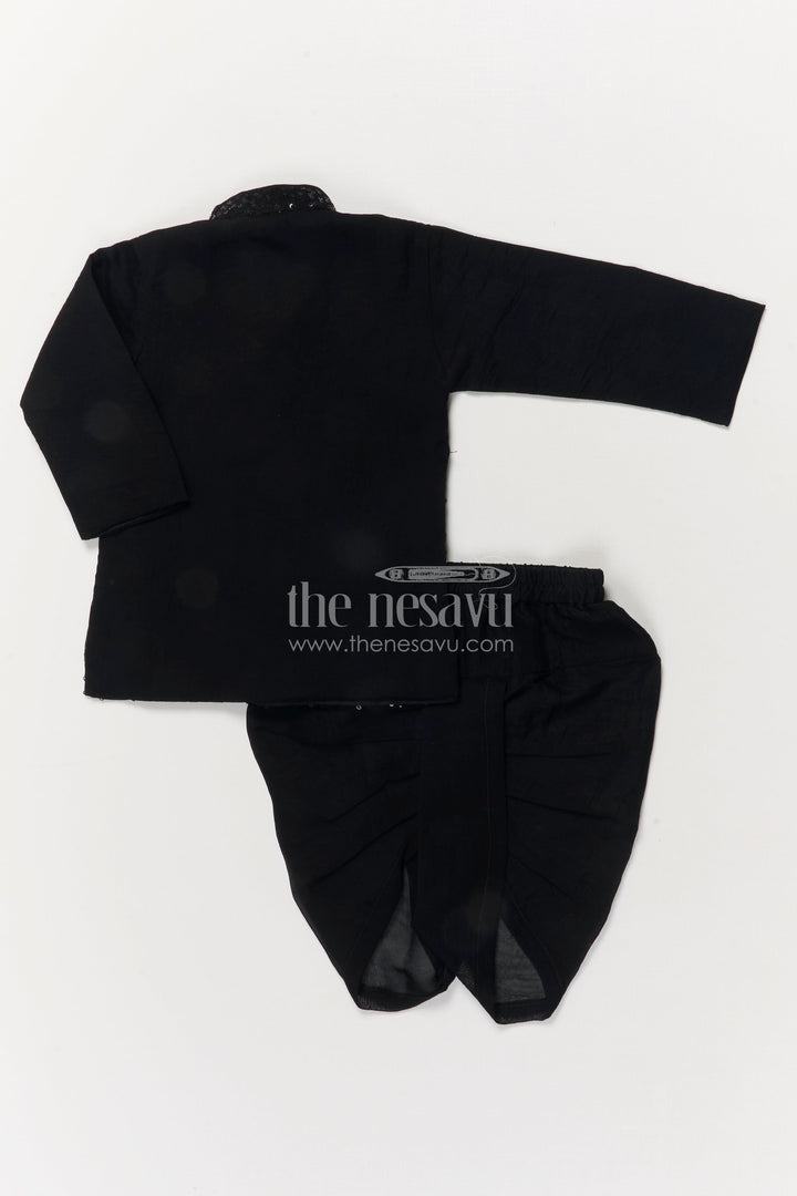 The Nesavu Boys Dothi Set Toddler Boys Dhoti Set for Festive Events and Stage Performances Nesavu Nesavu toddler boys dhoti set with sequin and bird embroidery for festive and stage occasions