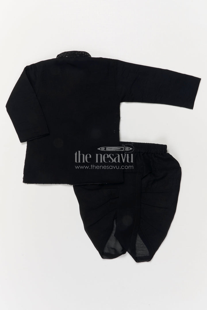 The Nesavu Boys Dothi Set Toddler Boys Dhoti Set for Festive Events and Stage Performances Nesavu Nesavu toddler boys dhoti set with sequin and bird embroidery for festive and stage occasions