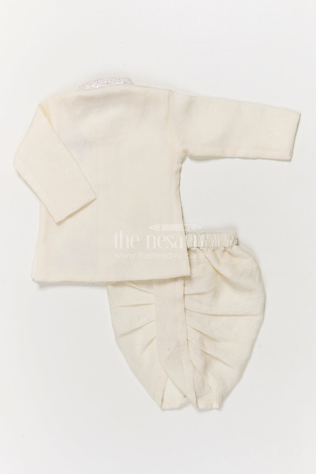 The Nesavu Boys Dothi Set Toddler Boys Dhoti Set for Festive Occasions and Family Functions Nesavu Nesavu toddler boys embroidered dhoti set with sequins and bird motifs for festive occasions