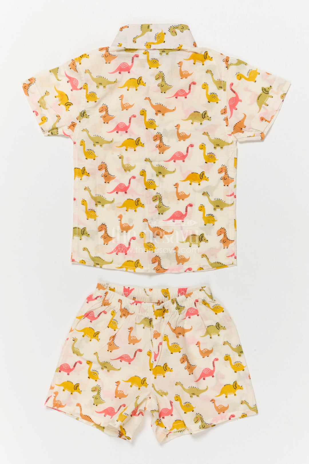 The Nesavu Boys Casual Set Toddler Boys Dinosaur Print Cotton Outfit for Casual Wear Nesavu Nesavu cotton casual outfit for toddler boys with dinosaur print – breathable and playful wear