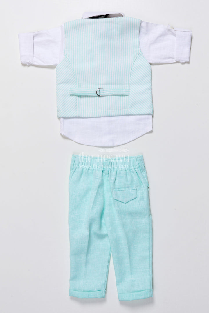 The Nesavu Boys Casual Set Toddler Boys Ethnic Cotton Outfit with Embroidered Jacket for Functions Nesavu Nesavu ethnic cotton outfit toddler boys animal embroidery jacket bow tie set