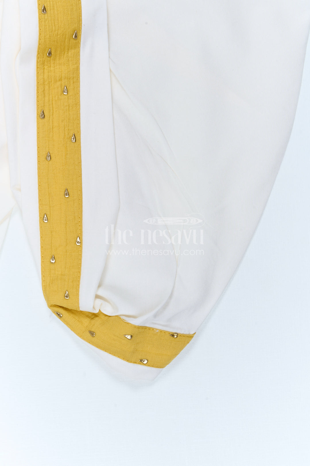 The Nesavu Boys Dothi Set Toddler Boys Ethnic Dothi Outfit for Festive Celebrations Nesavu Nesavu Toddler Boys Ethnic Dothi Outfit With Foil Detailing For Weddings And Festive Wear