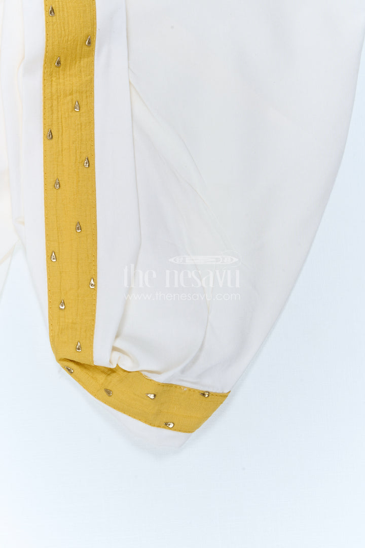 The Nesavu Boys Dothi Set Toddler Boys Ethnic Dothi Outfit for Festive Celebrations Nesavu Nesavu Toddler Boys Ethnic Dothi Outfit With Foil Detailing For Weddings And Festive Wear