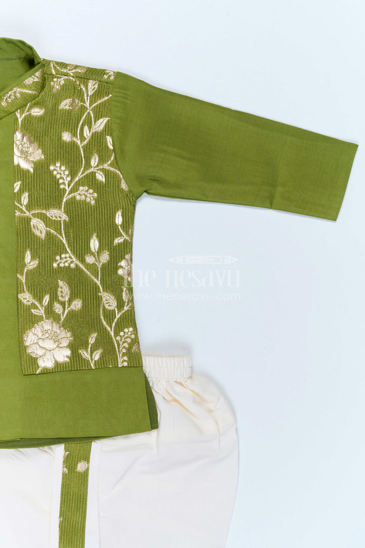 The Nesavu Boys Jacket Sets Toddler Boys Ethnic Jacket Outfit for Traditional Family Functions Nesavu Nesavu Toddler Boys Ethnic Jacket Outfit With Floral Detailing For Festive Family Occasions