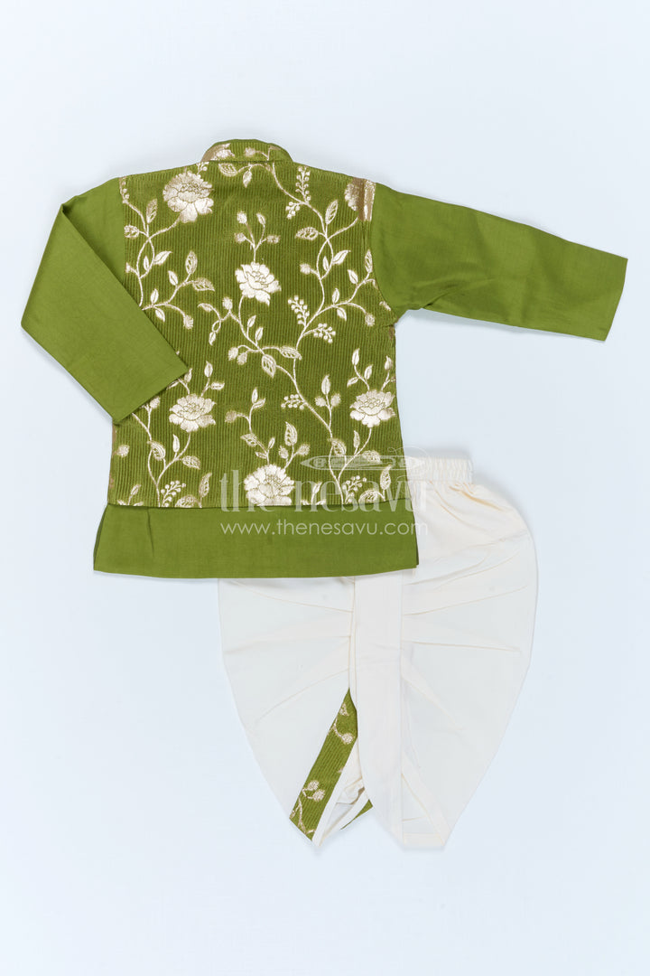 The Nesavu Boys Jacket Sets Toddler Boys Ethnic Jacket Outfit for Traditional Family Functions Nesavu Nesavu Toddler Boys Ethnic Jacket Outfit With Floral Detailing For Festive Family Occasions