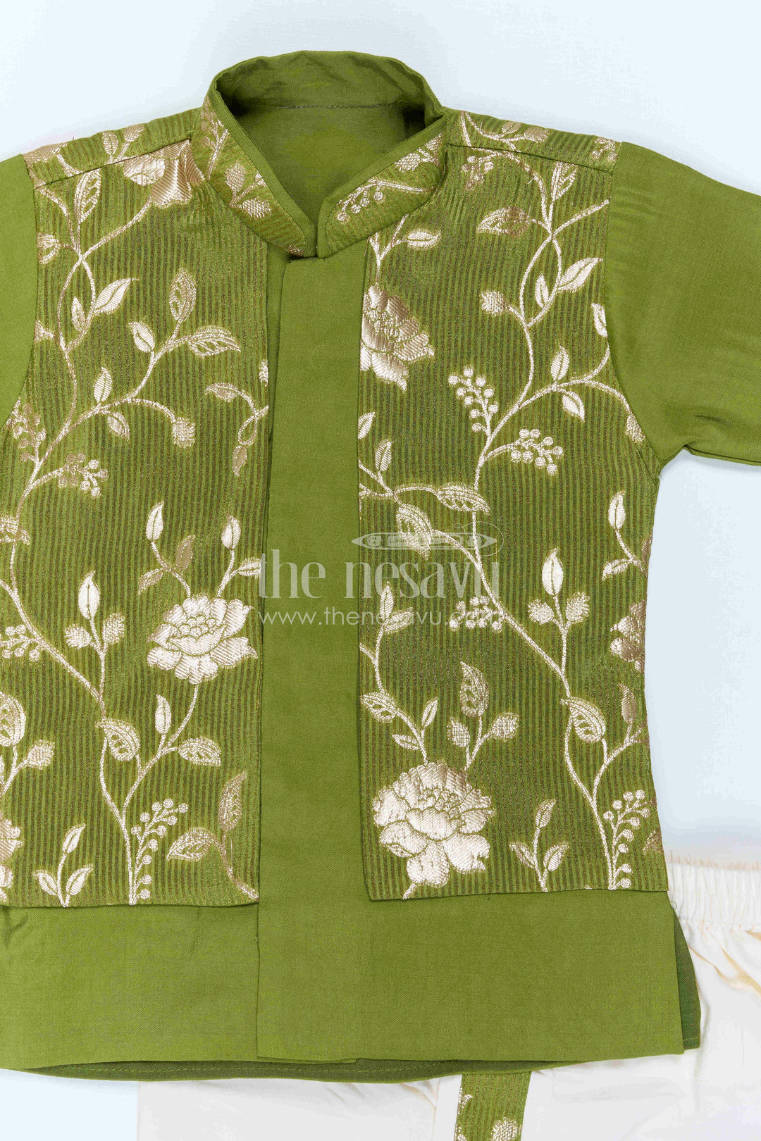 The Nesavu Boys Jacket Sets Toddler Boys Ethnic Jacket Outfit for Traditional Family Functions Nesavu Nesavu Toddler Boys Ethnic Jacket Outfit With Floral Detailing For Festive Family Occasions