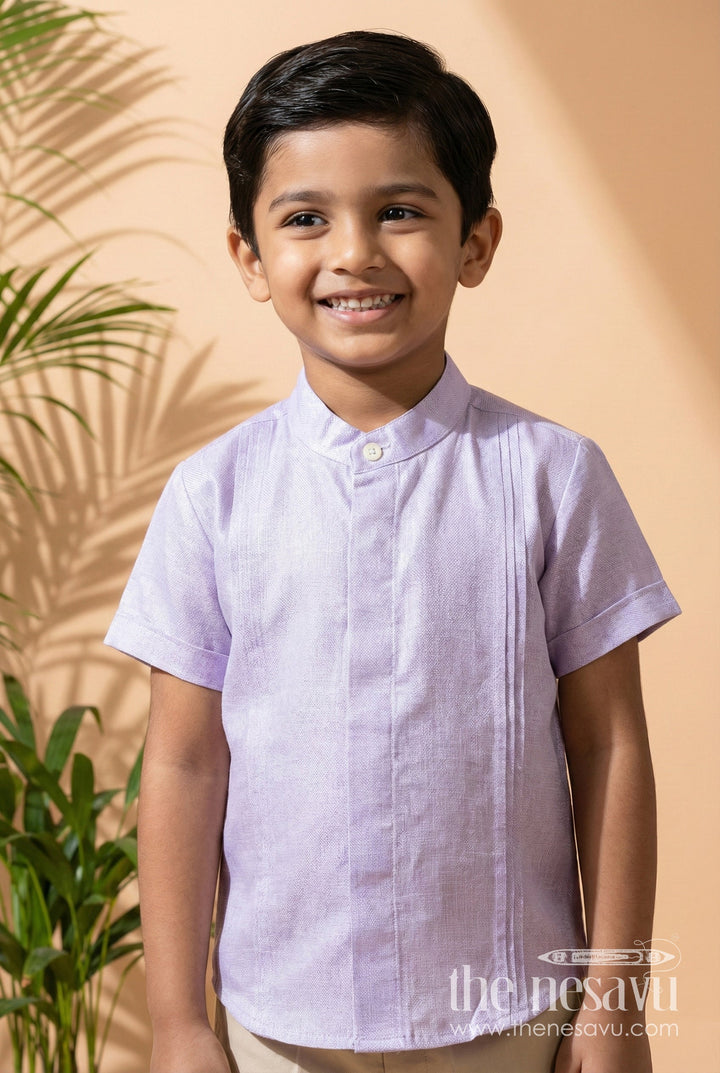 The Nesavu Boys Cotton Shirt Toddler Boys Ethnic Shirt for Traditional Functions and Weddings Nesavu 16 (1Y) / Purple BS303B-16 Nesavu Toddler Boys Ethnic Shirt Cotton Tissue Ideal Weddings Traditional Events