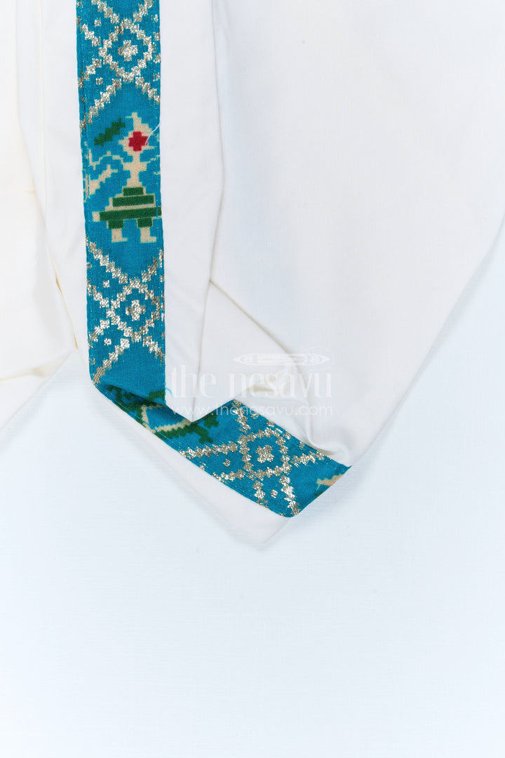 The Nesavu Boys Dothi Set Toddler Boys Festive Dothi Set for Traditional Celebrations Nesavu Nesavu Toddler Boys Festive Dothi Set With Patola Print For Cultural And Wedding Occasions