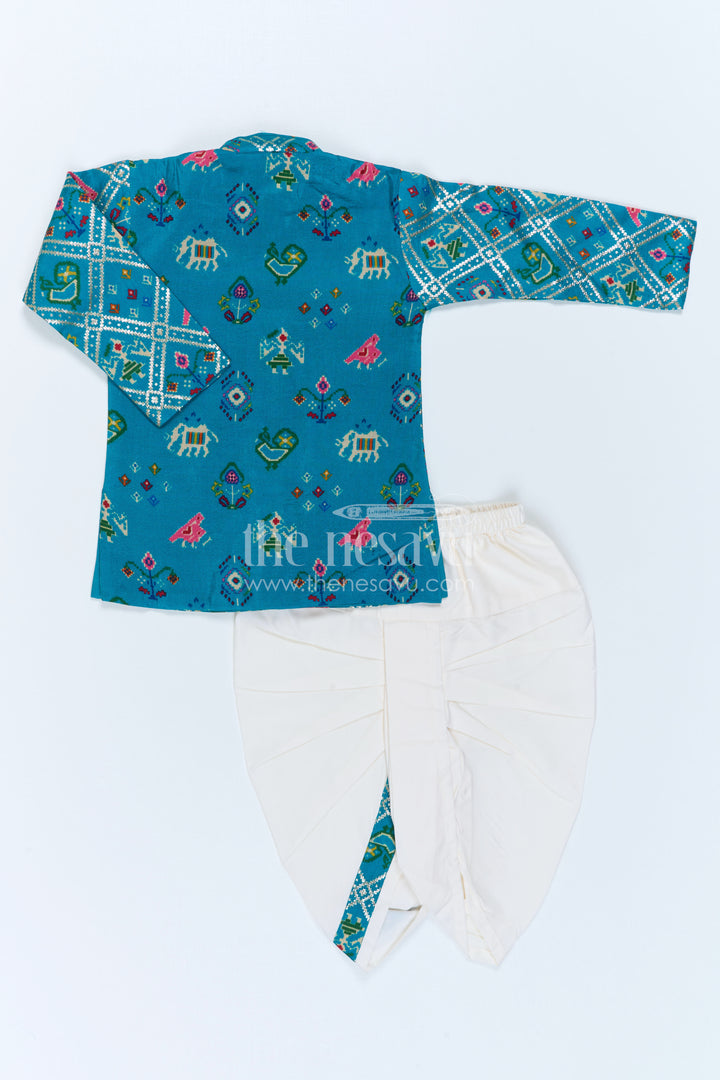The Nesavu Boys Dothi Set Toddler Boys Festive Dothi Set for Traditional Celebrations Nesavu Nesavu Toddler Boys Festive Dothi Set With Patola Print For Cultural And Wedding Occasions