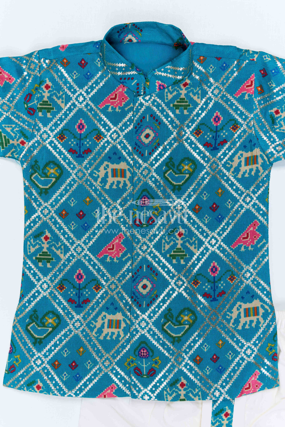 The Nesavu Boys Dothi Set Toddler Boys Festive Dothi Set for Traditional Celebrations Nesavu Nesavu Toddler Boys Festive Dothi Set With Patola Print For Cultural And Wedding Occasions