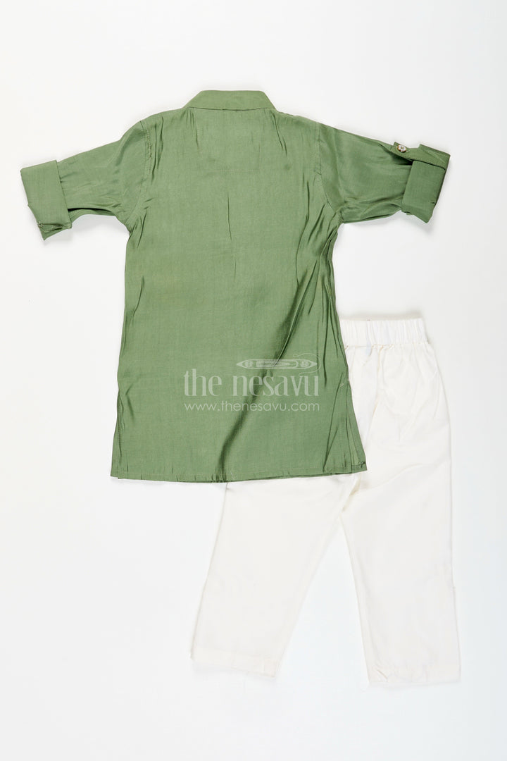 The Nesavu Boys Jacket Sets Toddler boys jacket kurta set for festive and family functions Nesavu Nesavu toddler boys embroidered kurta jacket set  festive ethnic outfit family occasions