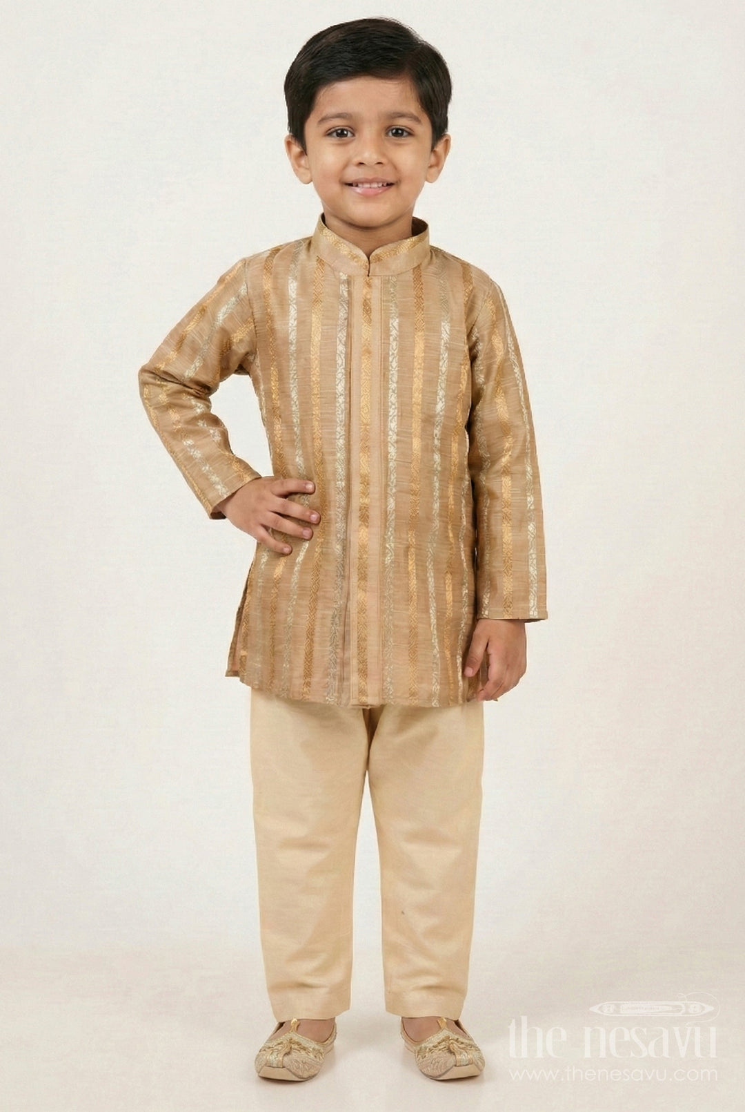 The Nesavu Boys Kurtha Set Toddler Boys Kurta Set for Ethnic Day and Festive Functions Nesavu 16 (1Y) / Gold BES843A-16 Nesavu toddler boys kurta set for school ethnic day and festive celebrations