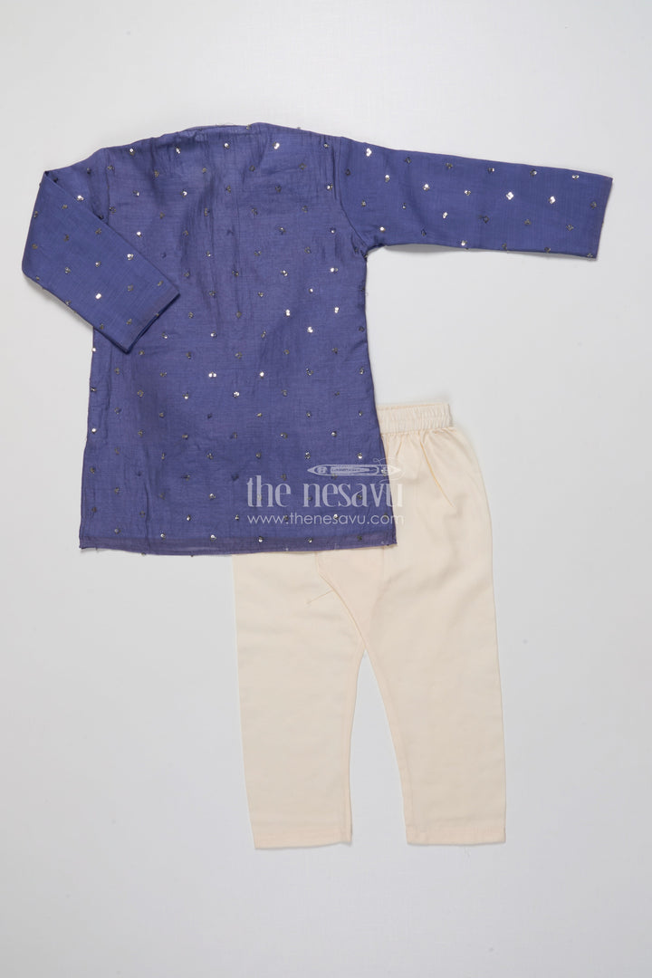 The Nesavu Boys Kurtha Set Toddler Boys Kurta Set for Festive Functions and Family Gatherings Nesavu Nesavu toddler boys kurta set viscose silk sequence embroidery ethnic functions