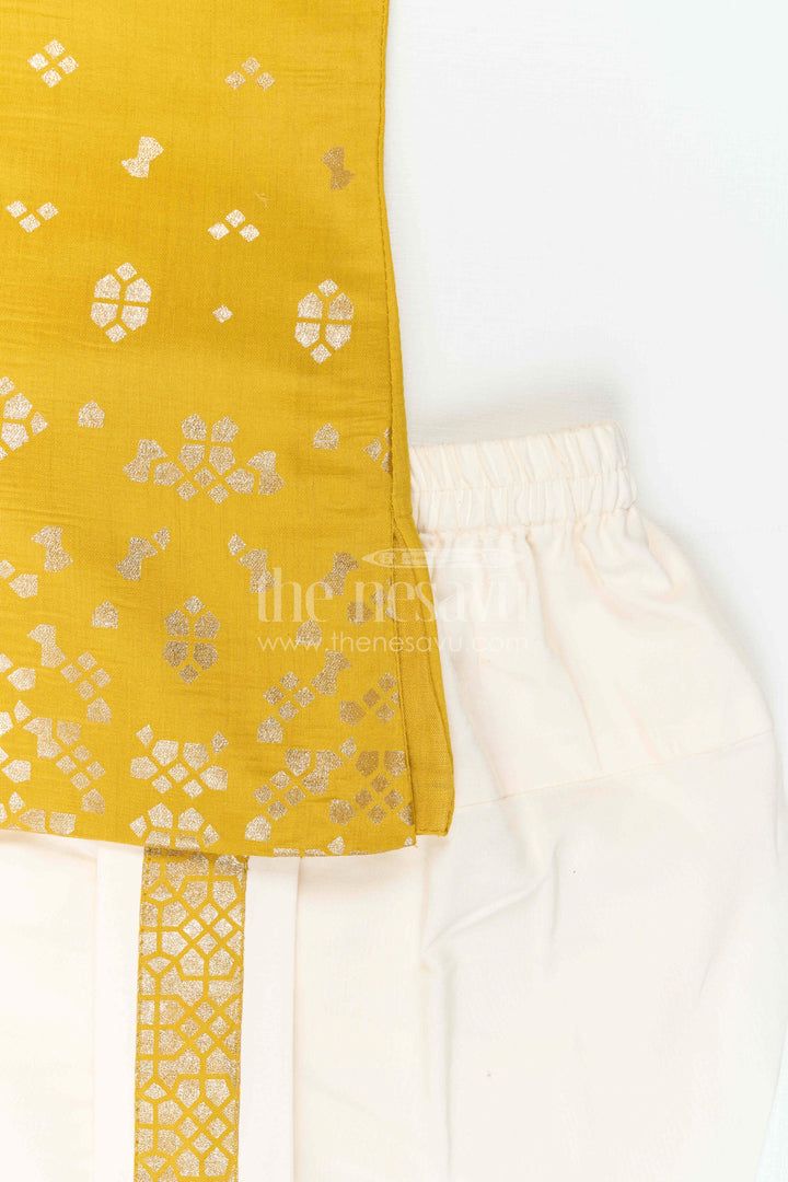 The Nesavu Boys Dothi Set Toddler Boys Traditional Dothi Outfit for Festive Celebrations Nesavu Nesavu Toddler Boys Traditional Dothi Outfit For Weddings And Festive Ethnic Celebrations