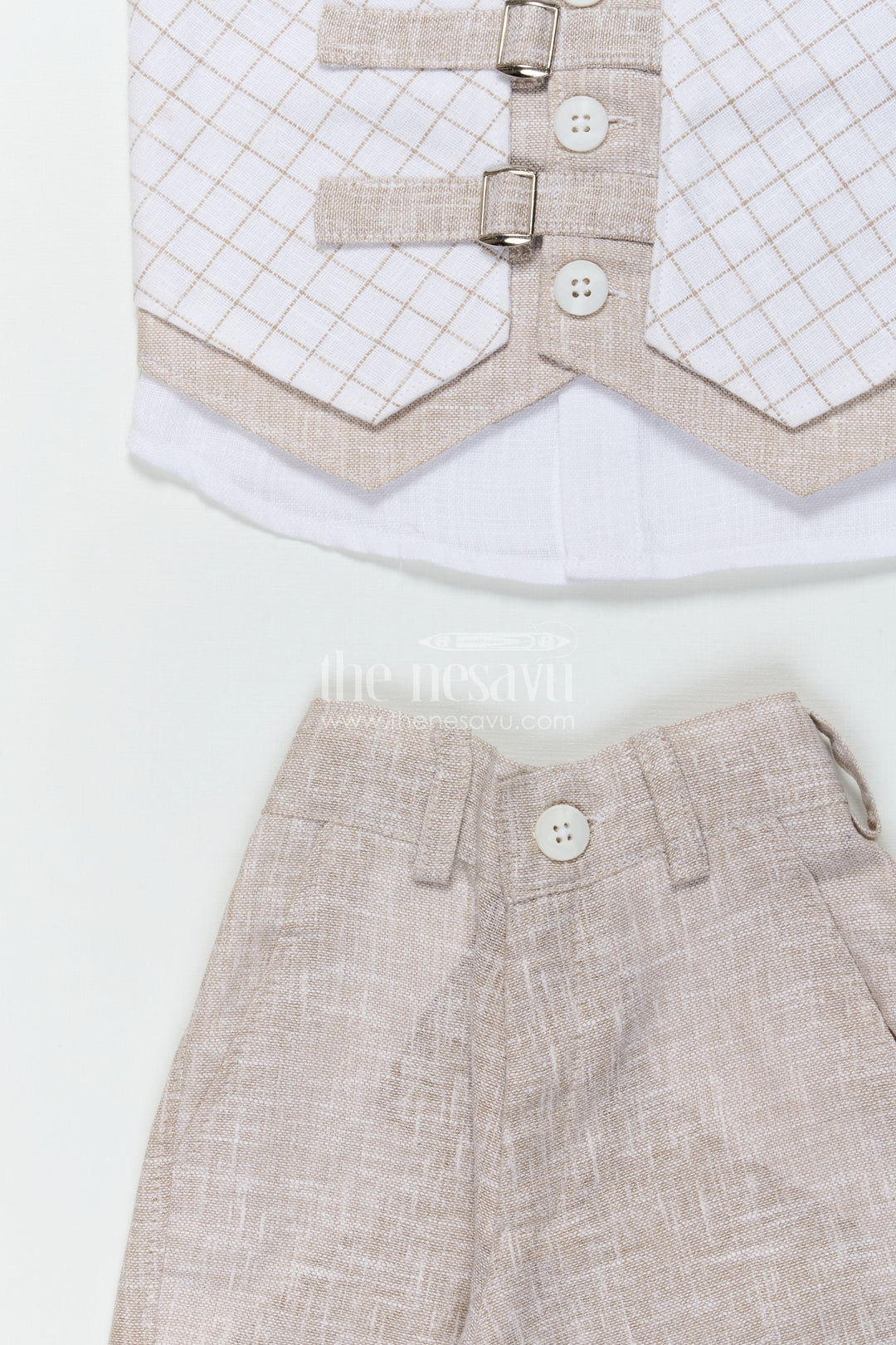 The Nesavu Boys Casual Set Toddler Boys Waistcoat Set for Birthdays and Special Occasions Nesavu Nesavu toddler boys waistcoat set in cotton for birthday parties and formal celebrations