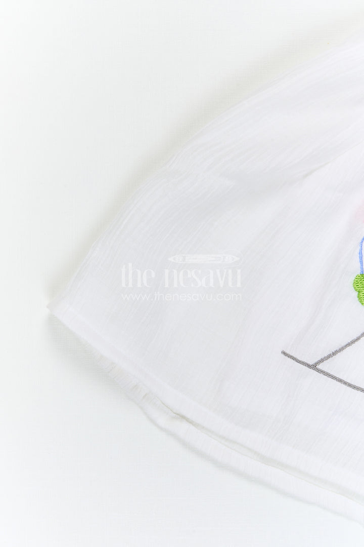 The Nesavu Girls Cotton Frock Toddler Girl Cotton Dress for Outings and Playtime Comfort Nesavu Nesavu Toddler Girl Cotton Dress For Outings And Playtime With Breathable Fabric And Soft Thread Embroidery