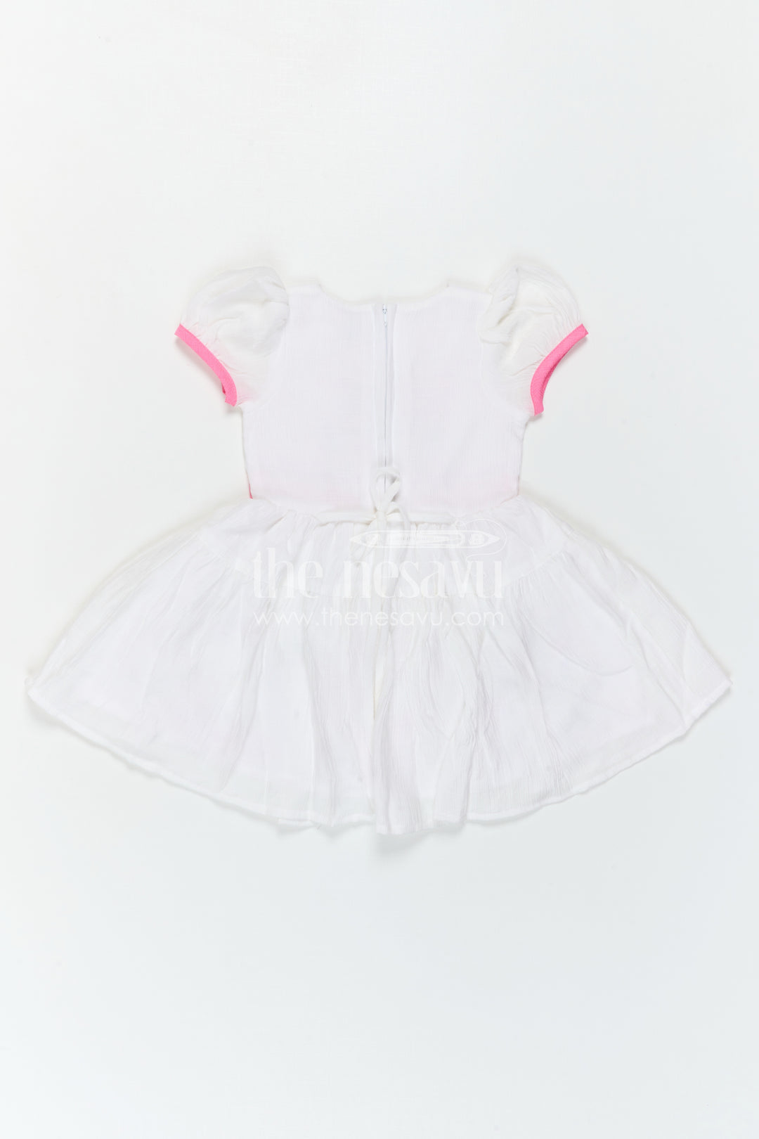 The Nesavu Girls Cotton Frock Toddler Girl Cotton Dress for Outings and Playtime Comfort Nesavu Nesavu Toddler Girl Cotton Dress For Outings And Playtime With Breathable Fabric And Soft Thread Embroidery