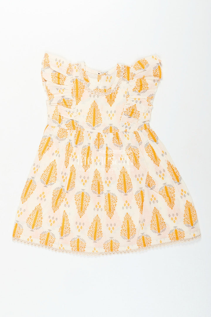 The Nesavu Toddler girl cotton frock for everyday play and festive moments Nesavu 16 (1Y) / Yellow GFC1965A-16 Nesavu toddler girl cotton frock flutter sleeves  breathable digital print outfit casual events