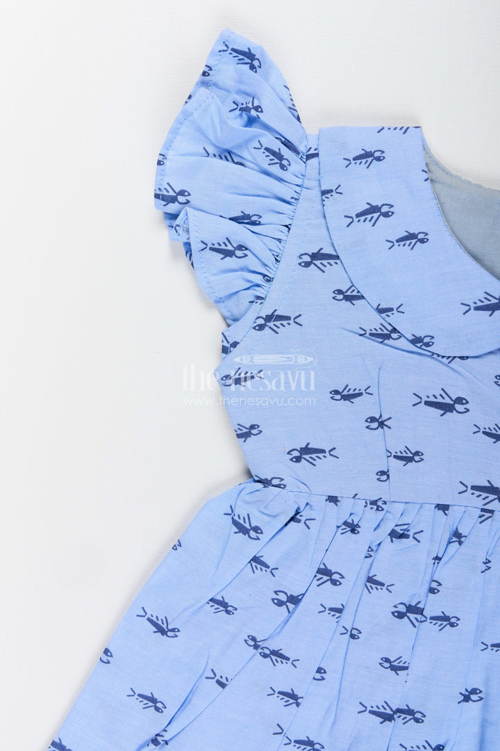 The Nesavu Girls Cotton Frock Toddler Girl Cotton Frock for Everyday Wear and Summer Comfort Nesavu Nesavu cotton frock toddler girls peter pan collar soft printed design daily use