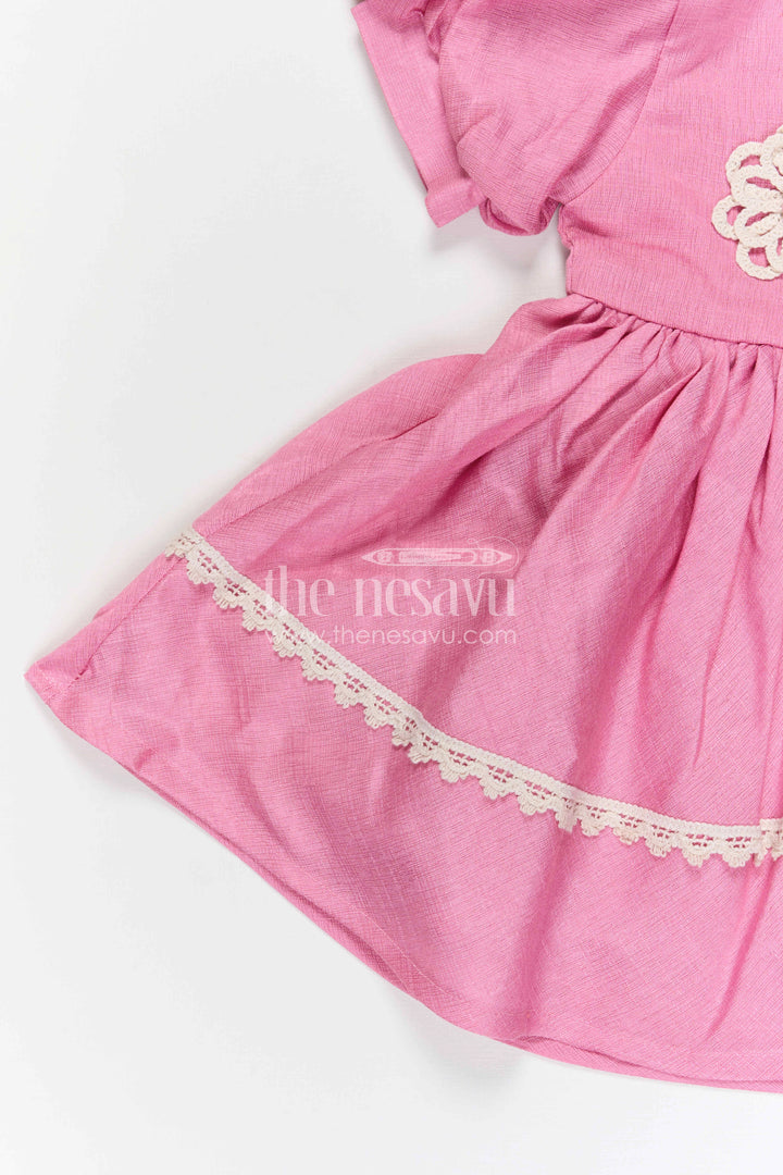 The Nesavu Girls Cotton Frock Toddler Girl Cotton Frock for Outings and Family Gatherings Nesavu Nesavu toddler girl cotton frock for outings and family gatherings with floral thread embroidery