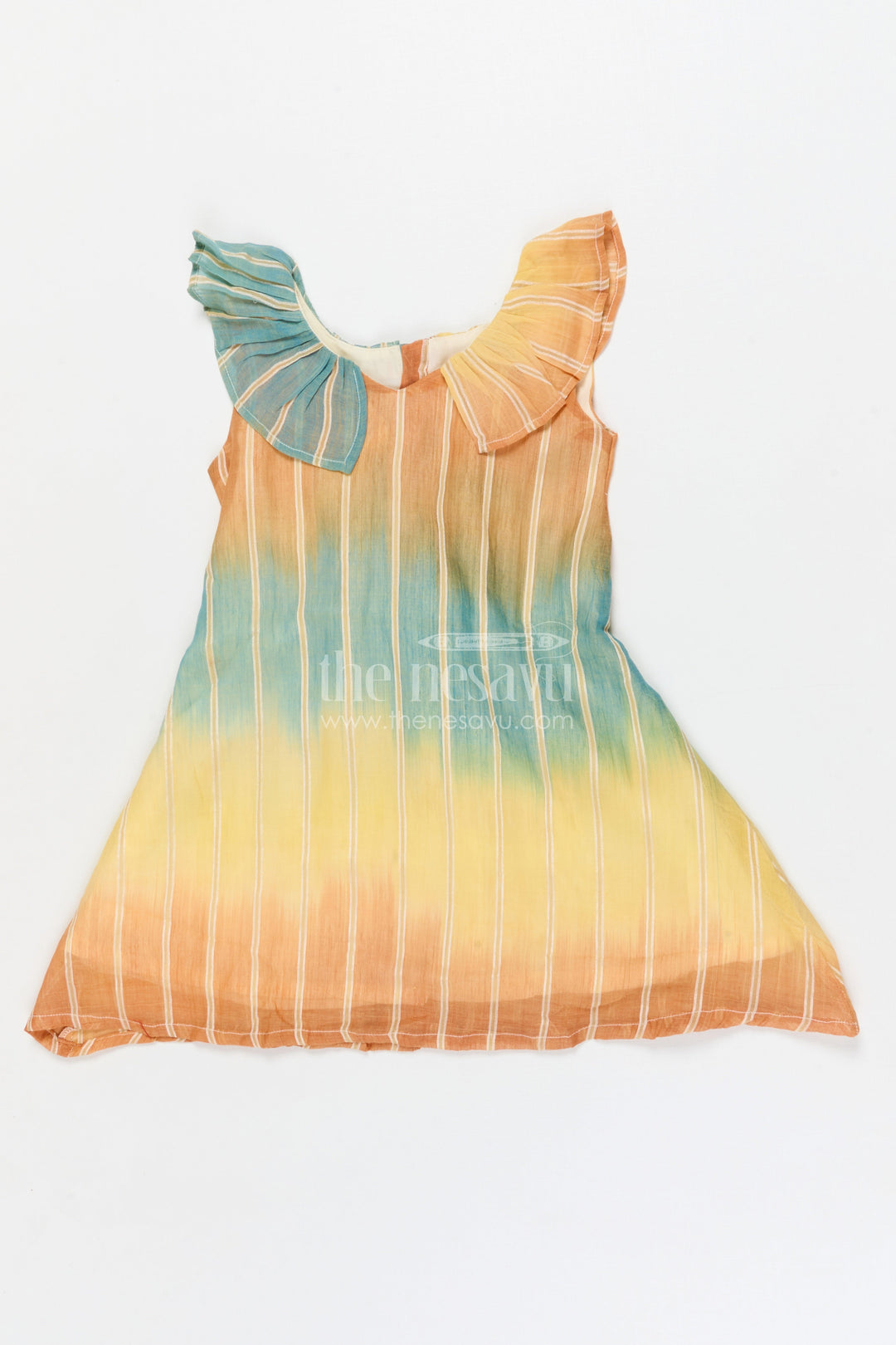 The Nesavu Girls Cotton Frock Toddler Girl Cotton Frock for Travel and Everyday Summer Wear Nesavu 18 (2Y) / Multicolor / Cotton GFC2078A-18 Nesavu toddler girl cotton frock with ombré effect for summer travel and everyday outings