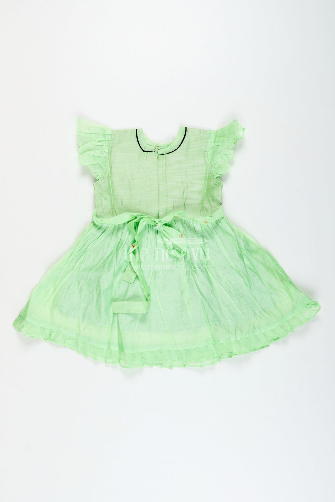 The Nesavu Girls Cotton Frock Toddler Girl Cotton Frock with Embroidery for Poojas and Ethnic Days Nesavu Nesavu toddler girl embroidered chanderi frock poojas cultural functions festive gatherings