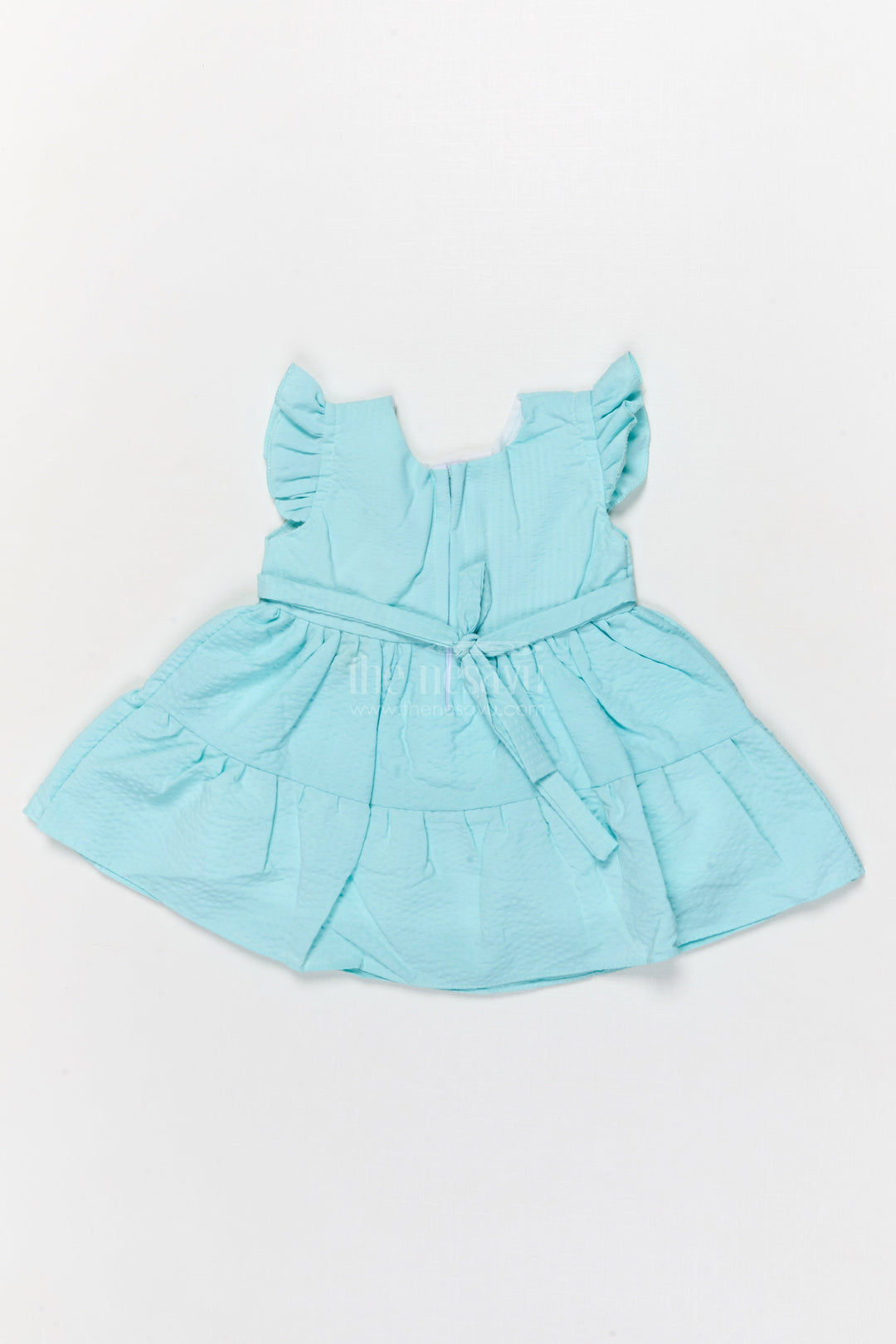 The Nesavu Baby Cotton Frocks Toddler Girl Cotton Frock with Popcorn Fabric and Embroidered Detail Nesavu Nesavu toddler girl popcorn cotton frock with embroidery for casual summer and everyday wear