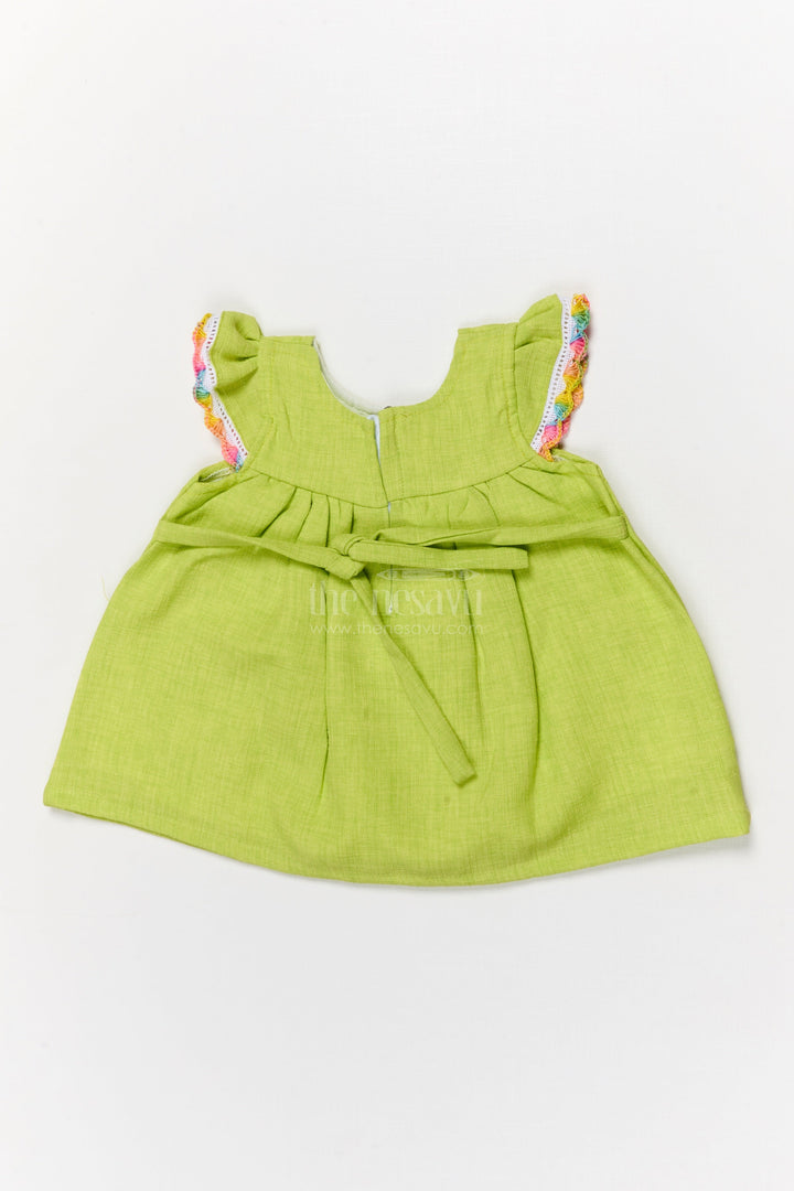 The Nesavu Baby Cotton Frocks Toddler Girl Cotton Frock with Sequin Butterfly Patch for Playful Days Nesavu Nesavu toddler girl cotton frock with sequin butterfly patch and rainbow trim for everyday fun