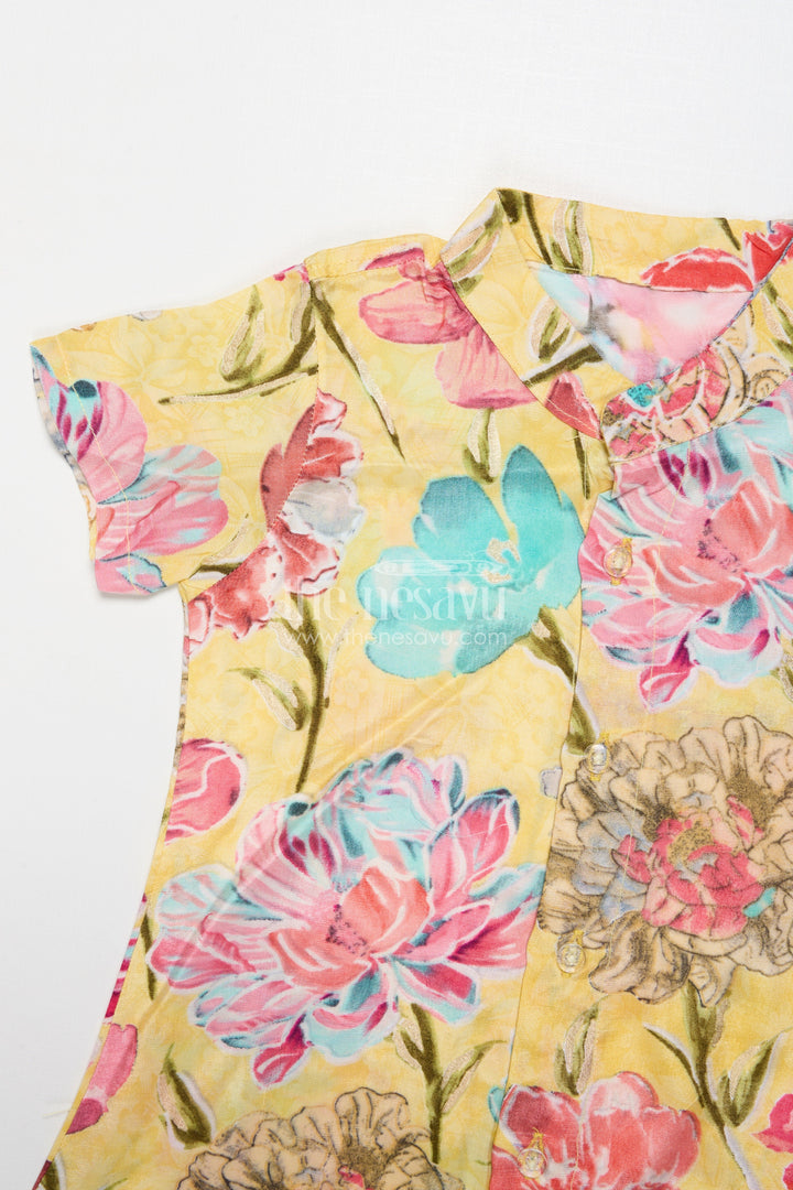 The Nesavu Girls Co-Ord Sets Toddler Girl Crepe Co-ord Set with Peplum Top for Festive Outings Nesavu Nesavu toddler girl crepe co-ord set with peplum top and digital prints for ethnic celebrations