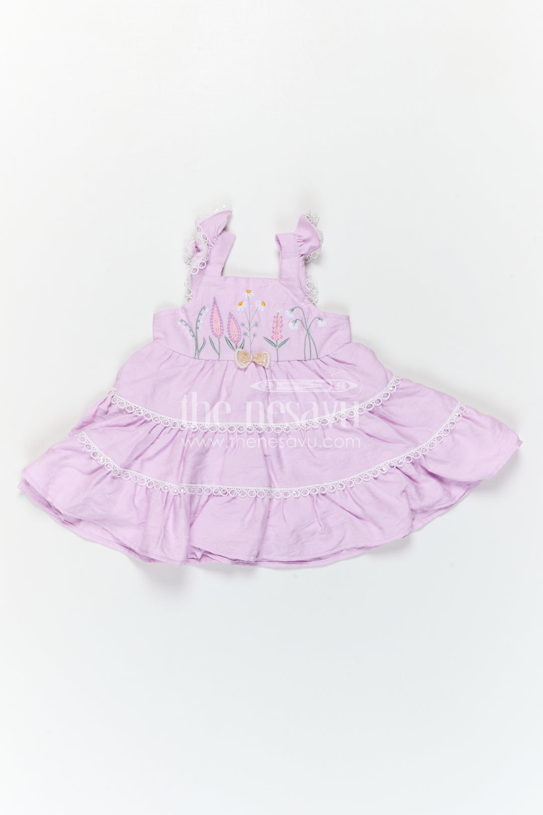 The Nesavu Baby Frocks Toddler Girl Dress for Celebrations and Stylish Day Outings Nesavu Nesavu Toddler Girl Dress For Celebrations And Outings With Cotton Blend Fabric And Elegant Thread Embroidery
