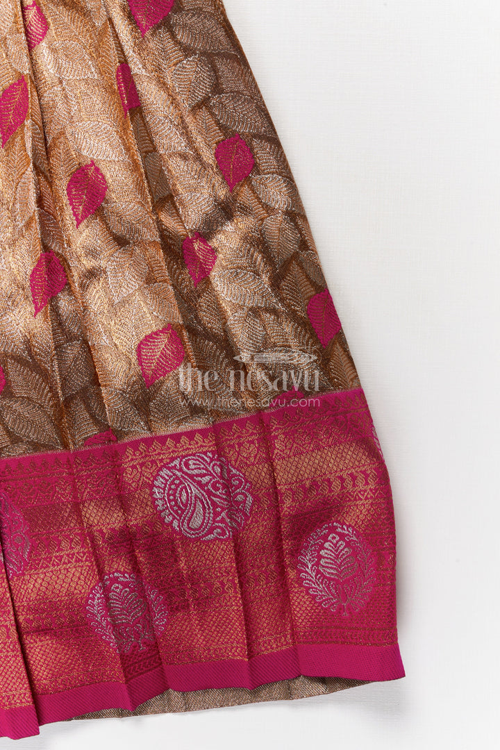 The Nesavu Silk Party Frock Toddler Girl Ethnic Frock for Festive and Family Events Nesavu Nesavu toddler girl ethnic frock with Banaras silk and velvet for festive celebrations