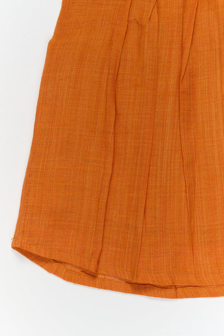 The Nesavu Girls Chanderi Frock Toddler Girl Festive Chanderi Frock with Embroidered Yoke for Casual Functions Nesavu Nesavu toddler girl chanderi cotton frock with lace yoke for poojas and traditional daywear