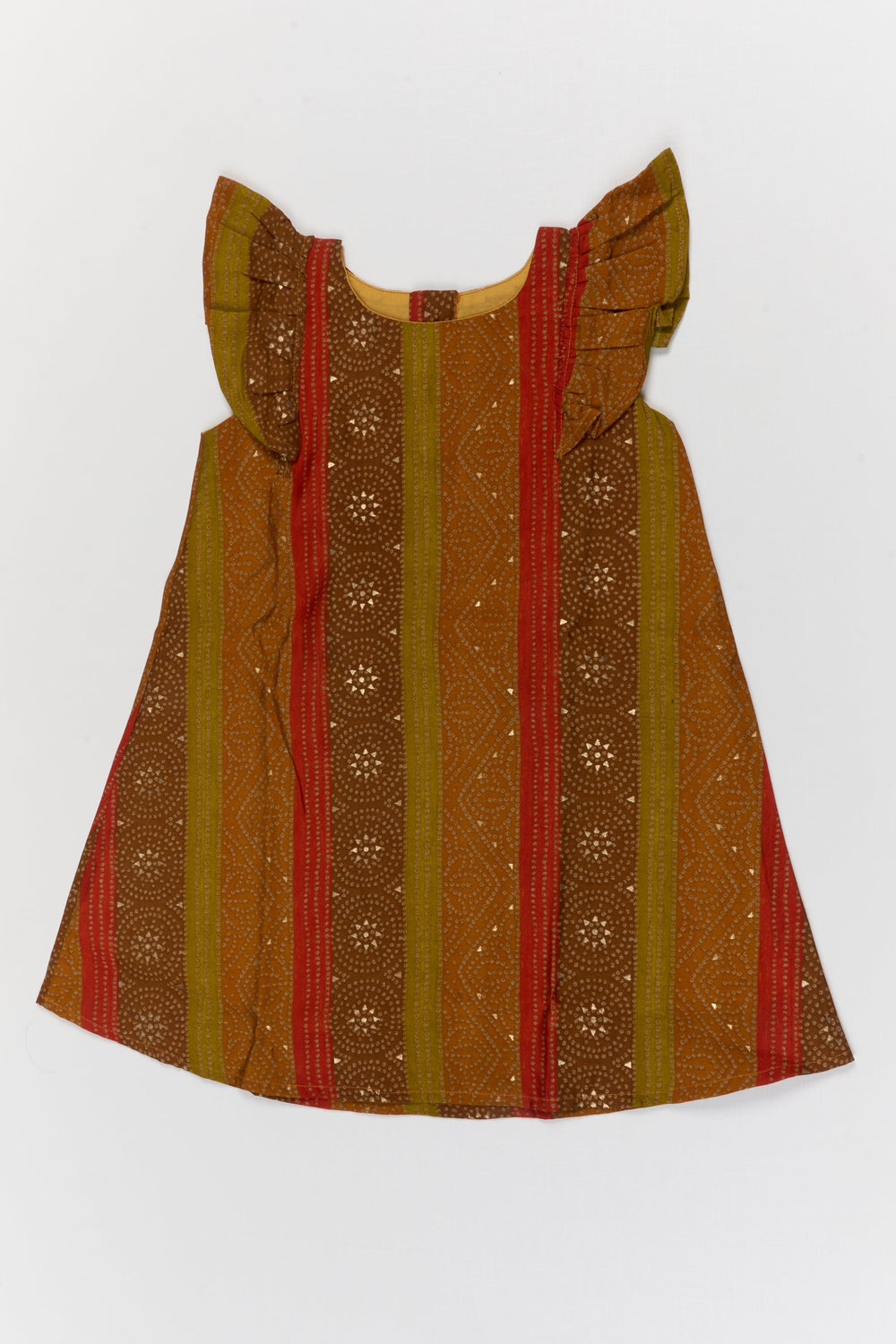 The Nesavu Girls Chanderi Frock Toddler Girl Festive Frock for Diwali and Wedding Season Nesavu 16 (1Y) / Multicolor / Chanderi GFC2098B-16 Nesavu toddler girl festive frock in multicolor Chanderi for Diwali and wedding celebrations