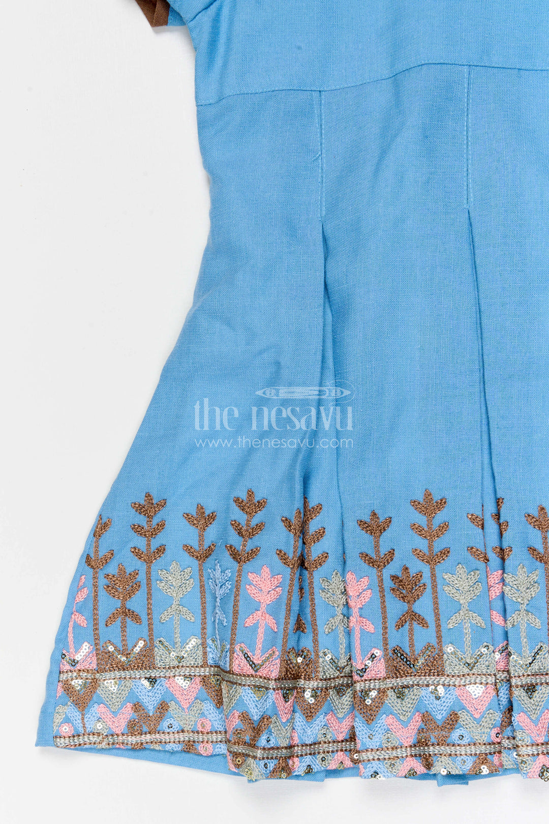 The Nesavu Girls Cotton Frock Toddler Girl Frock for Birthday Celebrations and Family Functions Nesavu Nesavu toddler girl cotton crepe frock for birthday celebrations and festive occasions with thread embroidery