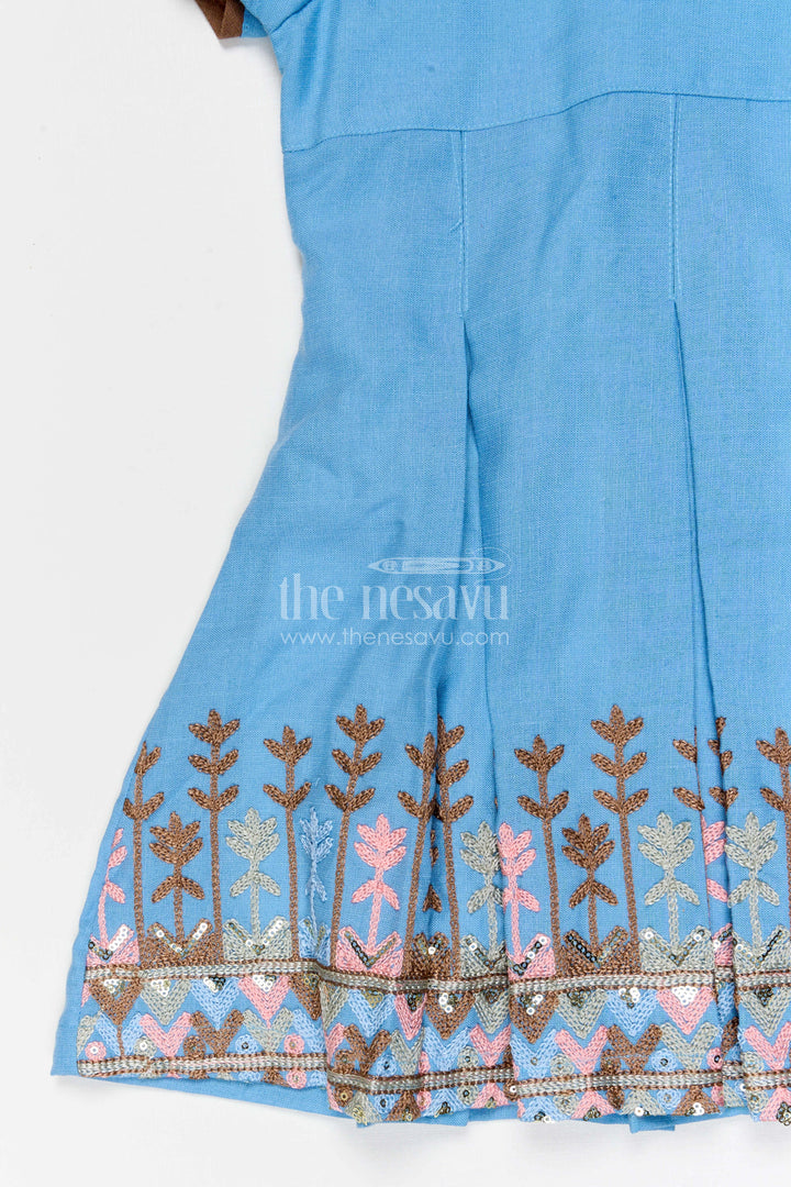 The Nesavu Girls Cotton Frock Toddler Girl Frock for Birthday Celebrations and Family Functions Nesavu Nesavu toddler girl cotton crepe frock for birthday celebrations and festive occasions with thread embroidery