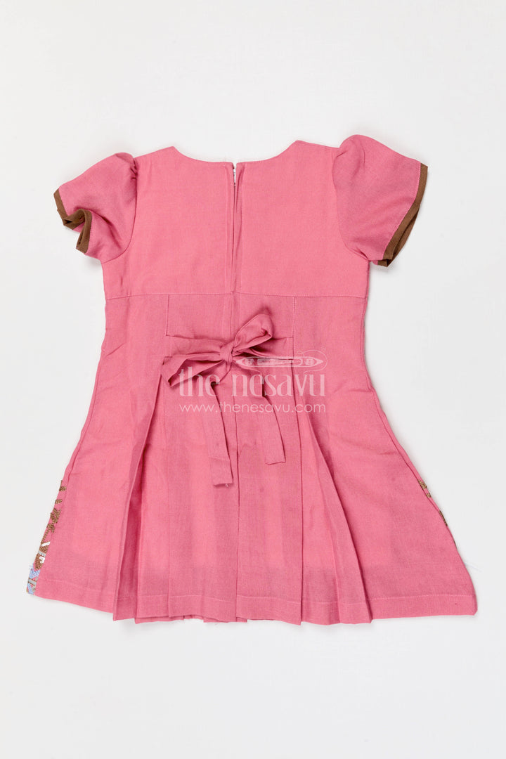 The Nesavu Girls Cotton Frock Toddler Girl Frock for Birthday Parties and Festive Outings Nesavu Nesavu toddler girl cotton crepe frock for birthday parties and festive outings with thread embroidery